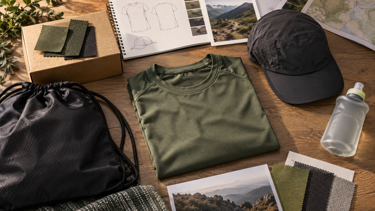 Concept assortment of technical apparel and practical race merchandise