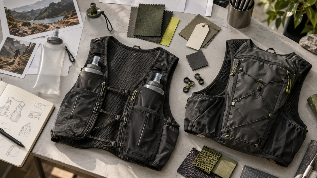 Concept hydration gear samples with fabric swatches