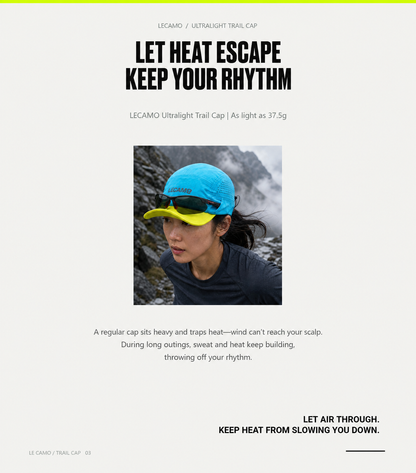 Breathable running hat with large side perforations and quick-dry nylon shell