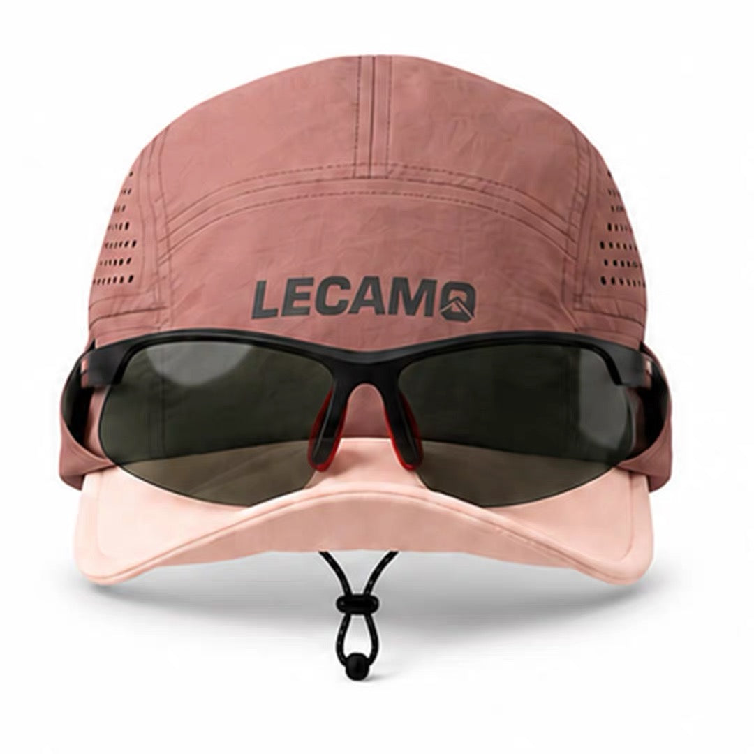 Signal Orange LECAMO lightweight trail running hat front view