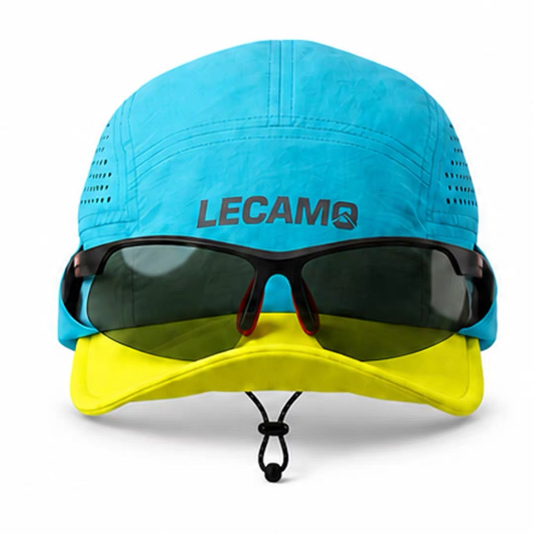 Electric Lime LECAMO lightweight trail running hat front view
